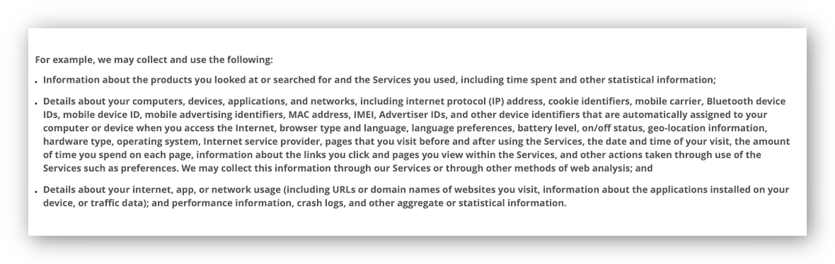 McAfee VPN's full privacy policy