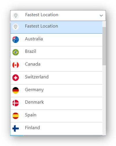 McAfee Safe Connect has one of the smallest server lists
