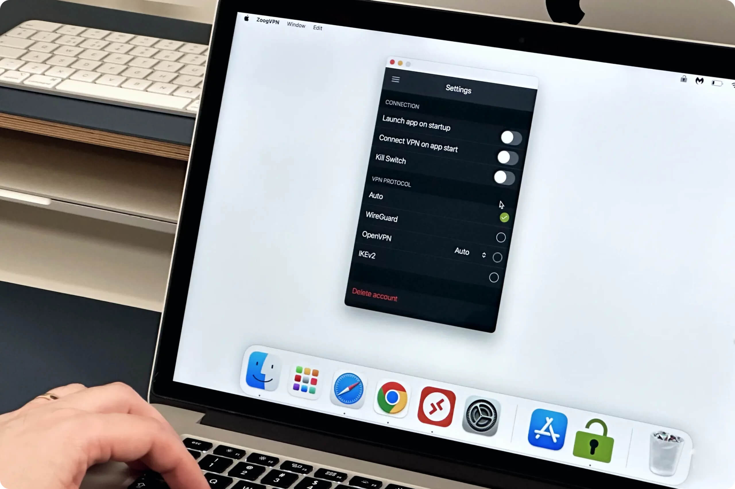 ZoogVPN security settings on macOS