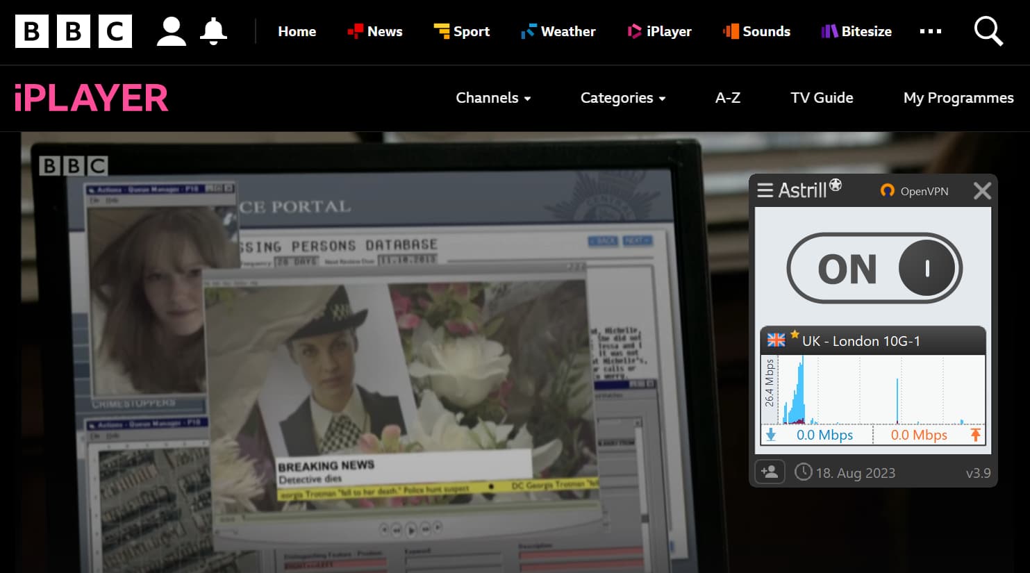 BBC iPlayer loaded faster than ITVX during our Astrill VPN streaming tests BBC iPlayer loaded faster than ITVX during our Astrill VPN streaming tests