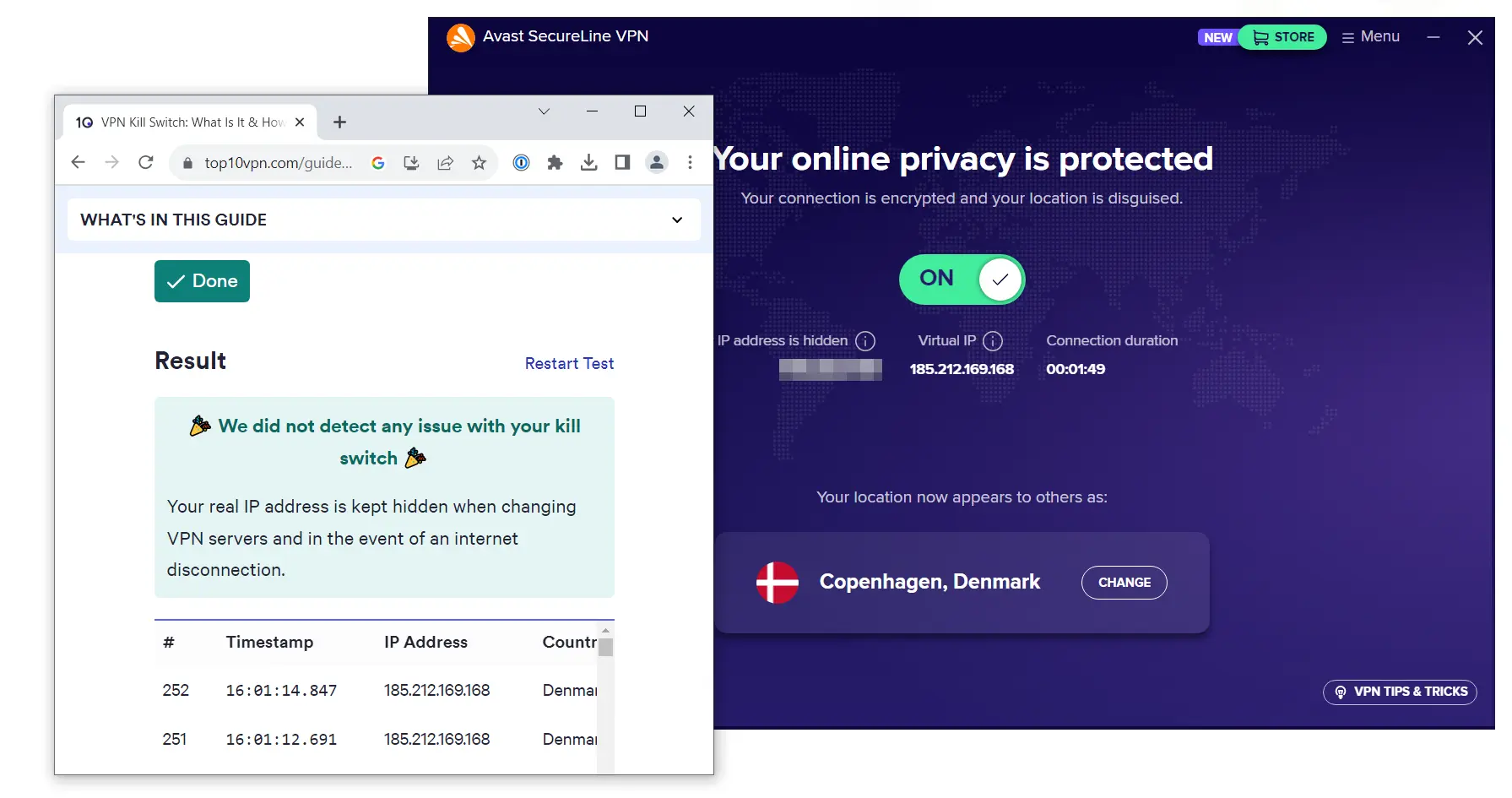 Avast VPN passed our kill switch tests Avast VPN passed our kill switch tests