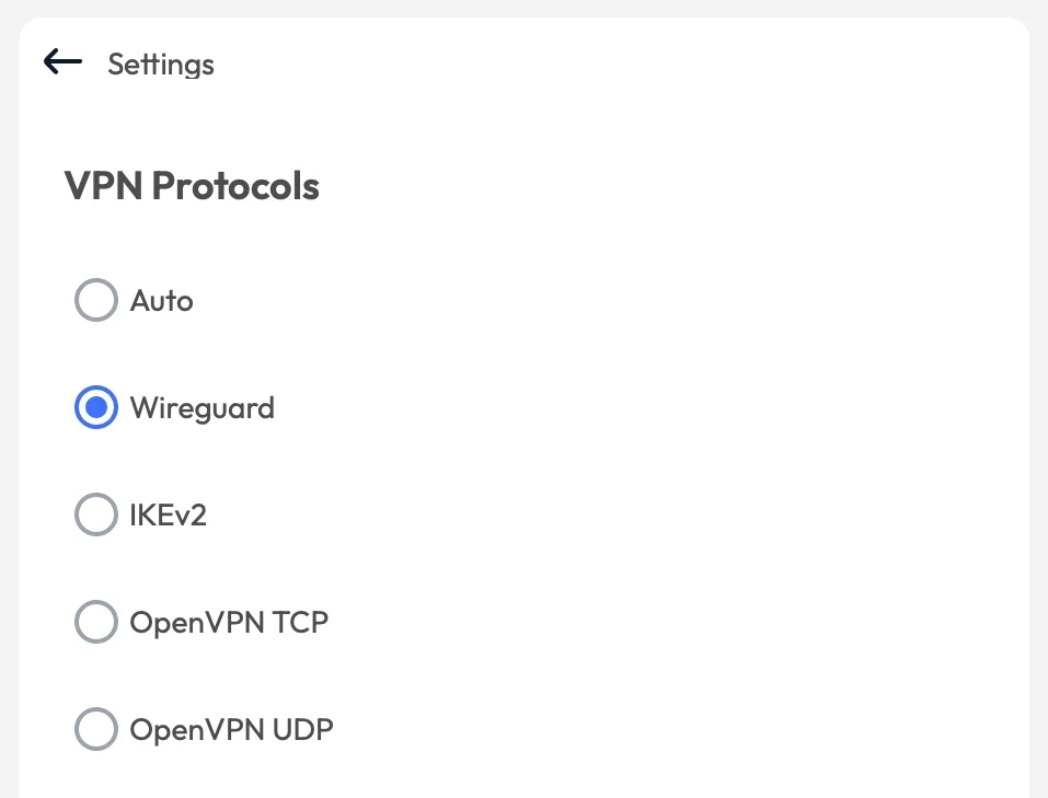 FastestVPN has WireGuard enabled by default