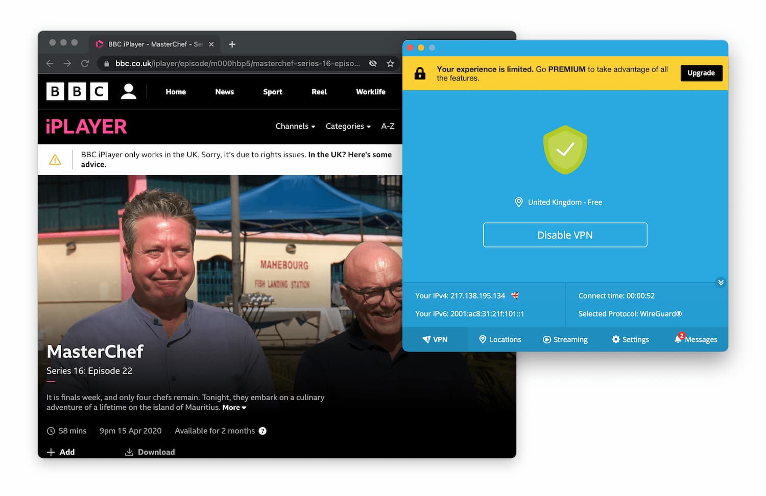 Hide.me Free fails to unblock all streaming sites
