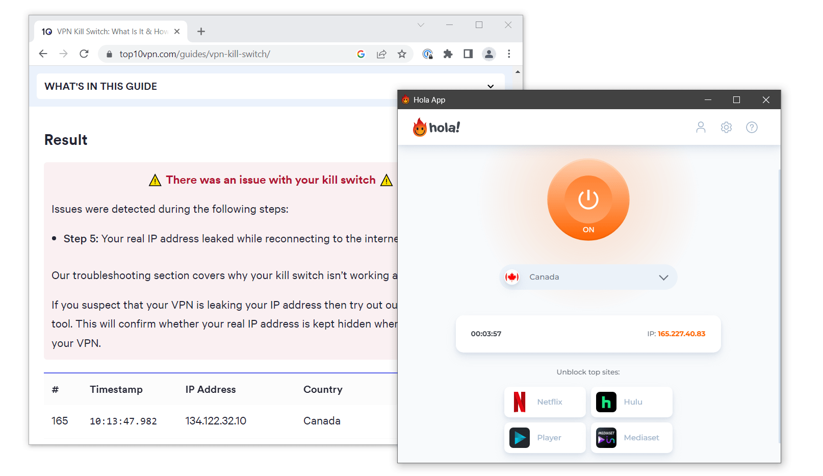 leaked our real IP address during reconnection leaked our real IP address during reconnection