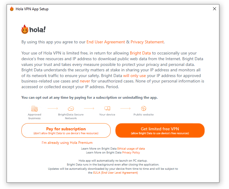 Hola VPN openly admits to using your IP address and bandwidth Hola VPN openly admits to using your IP address and bandwidth