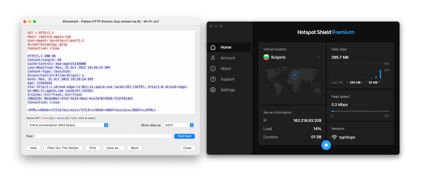 Hotspot Shield successfully encrypts all of your network traffic