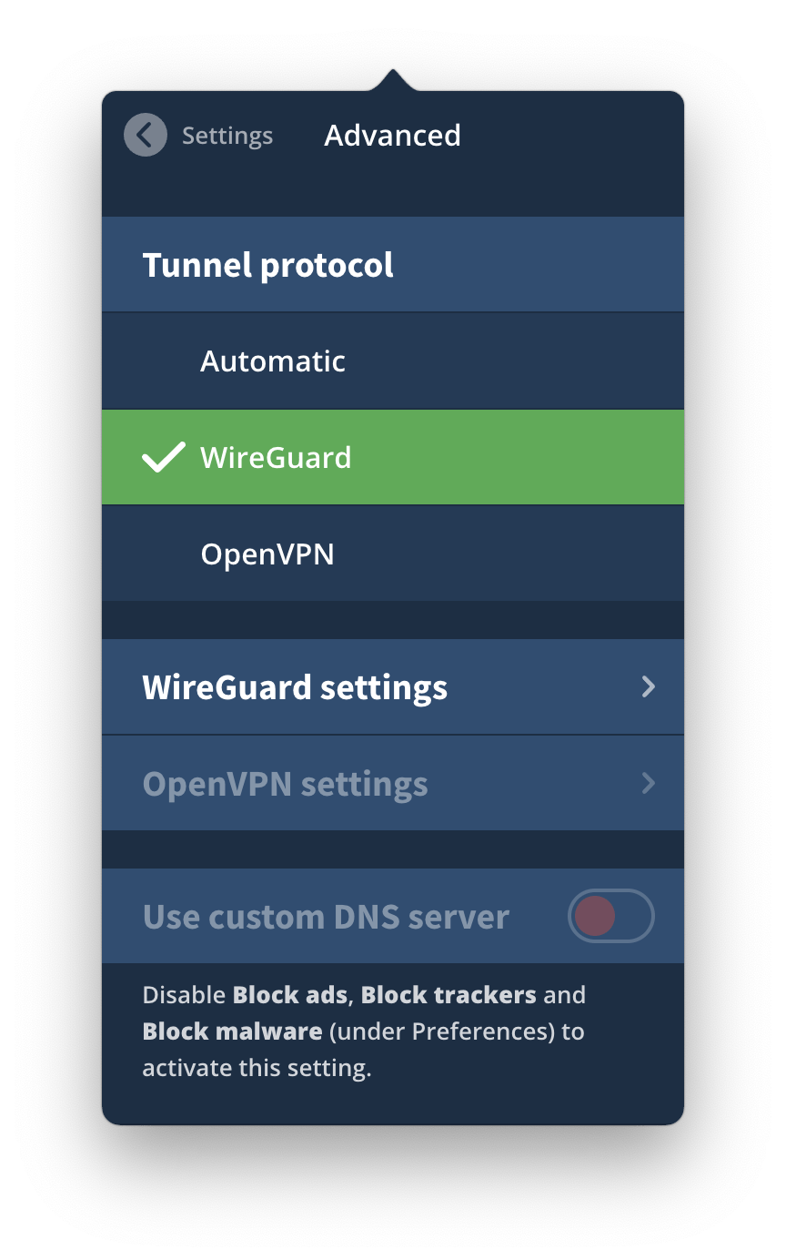Mullvad has two protocols: WireGuard and OpenVPN Mullvad has two protocols: WireGuard and OpenVPN