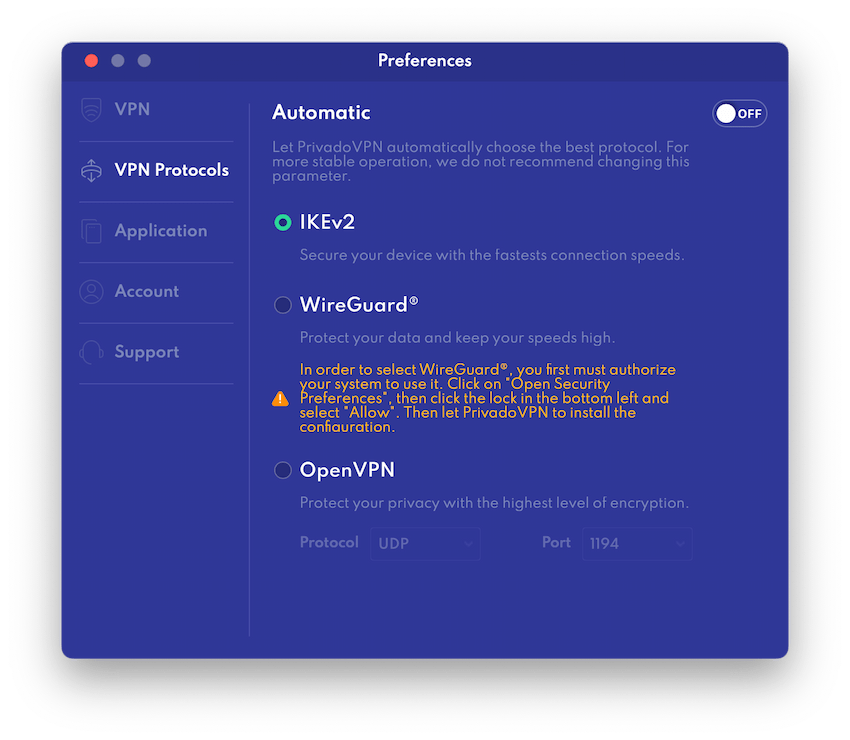 WireGuard is not available on macOS