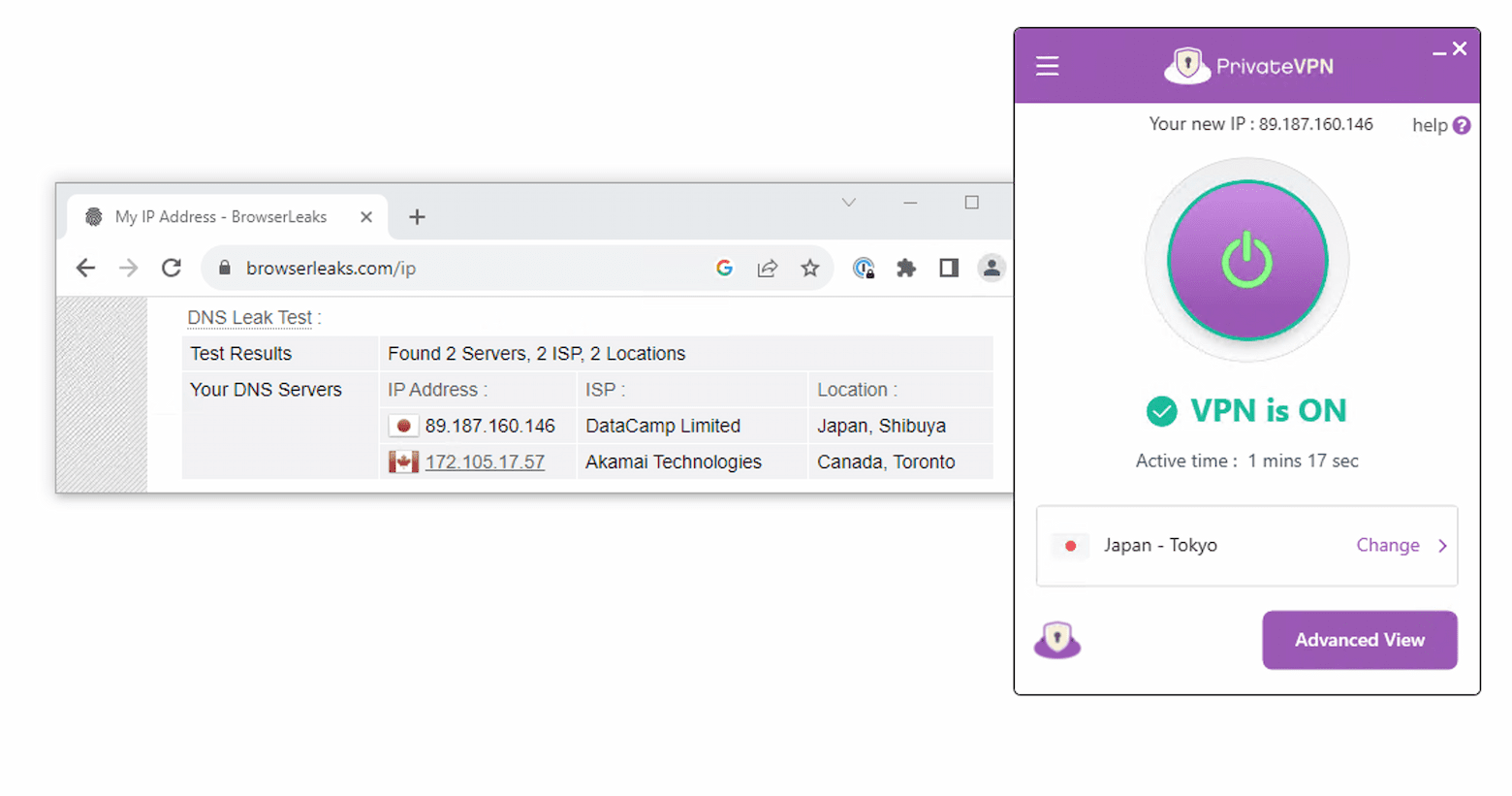 PrivateVPN’s Japan server is located in Canada