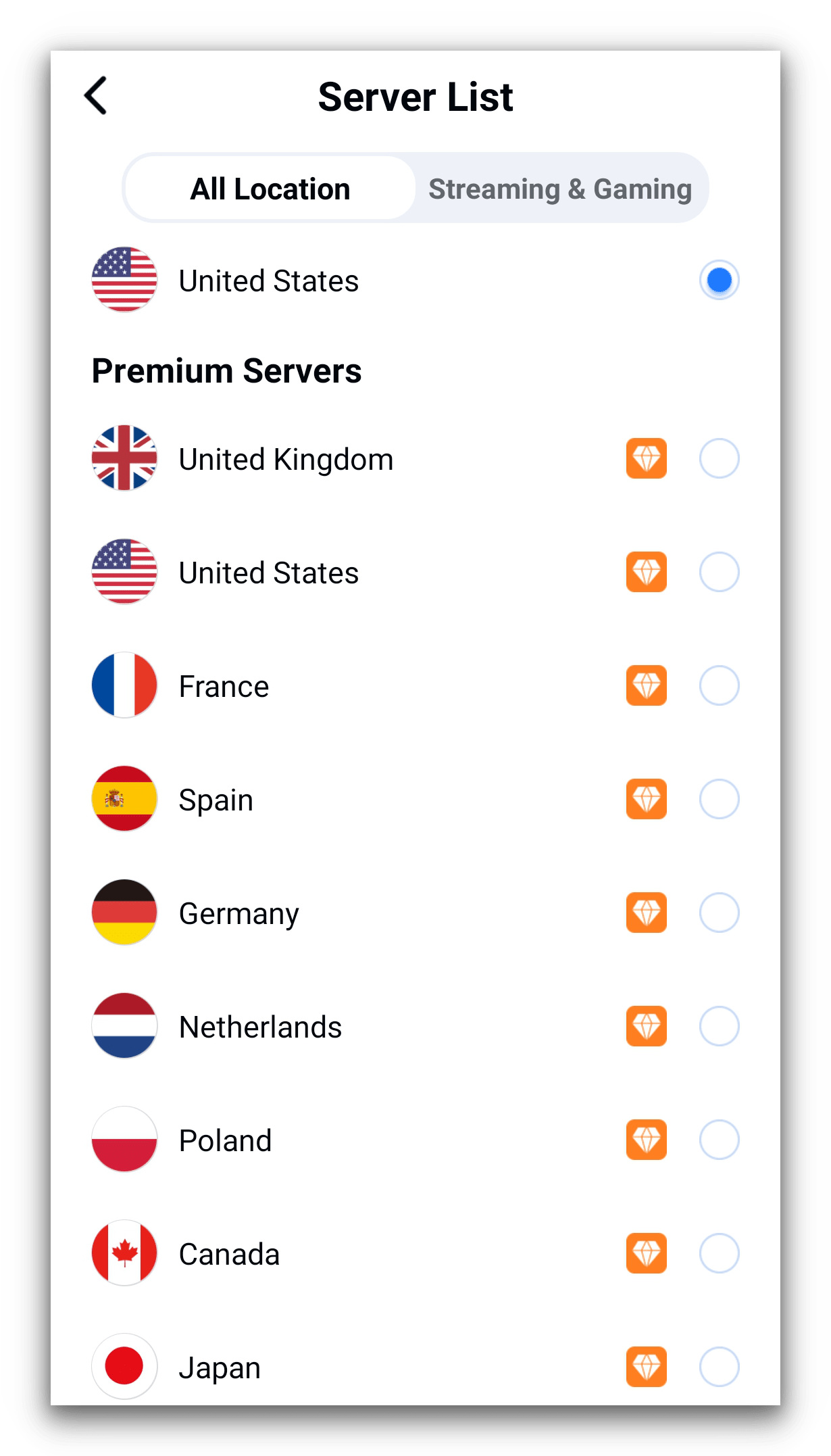 SkyVPN’s premium servers on Android SkyVPN’s premium servers on Android