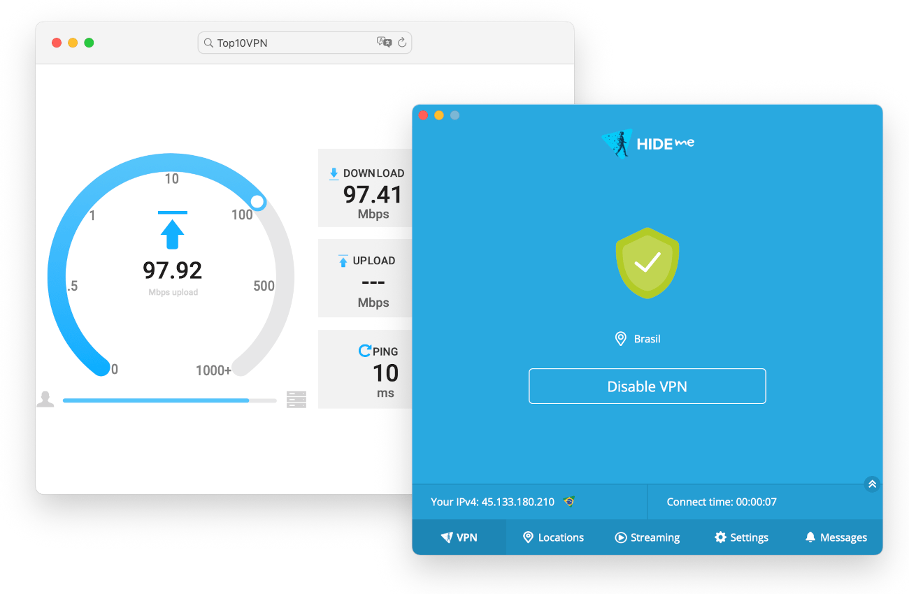 Hide.me’s speed and ping performance