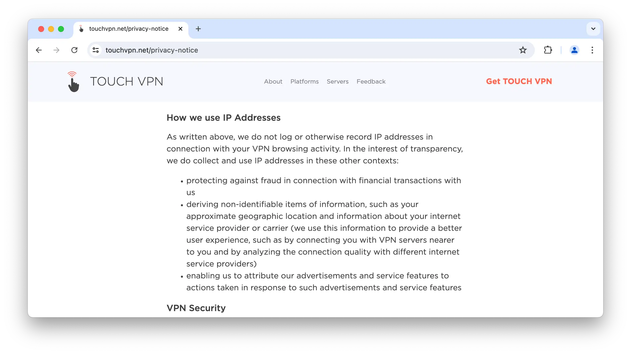 Touch VPN admits to logging and using your real IP address Touch VPN admits to logging and using your real IP address