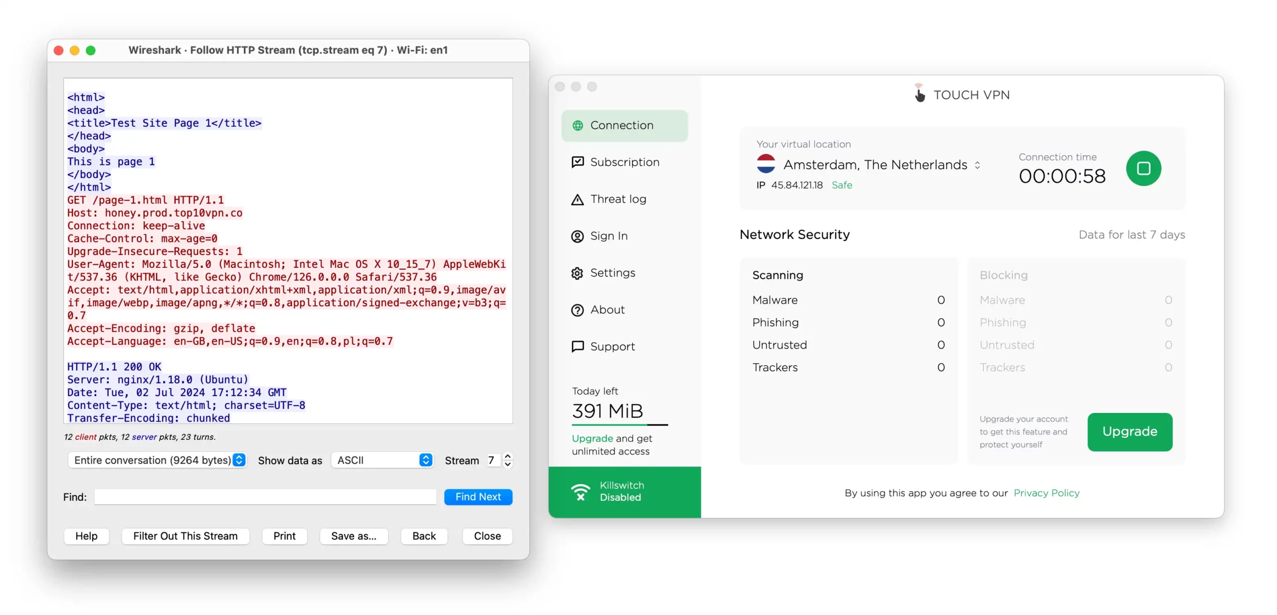 Touch VPN left our internet traffic visible Touch VPN left our internet traffic visible