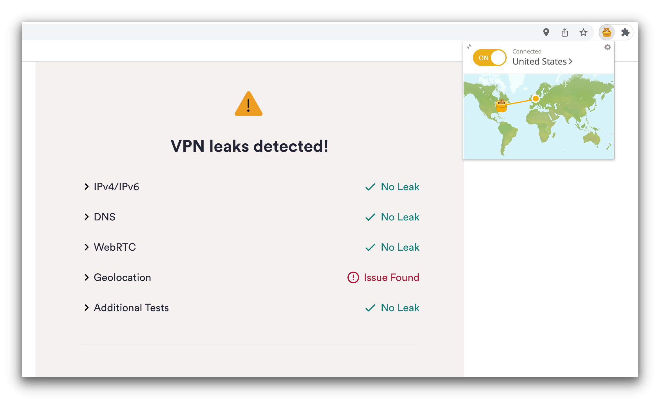 TunnelBear should not leak geolocation details TunnelBear should not leak geolocation details
