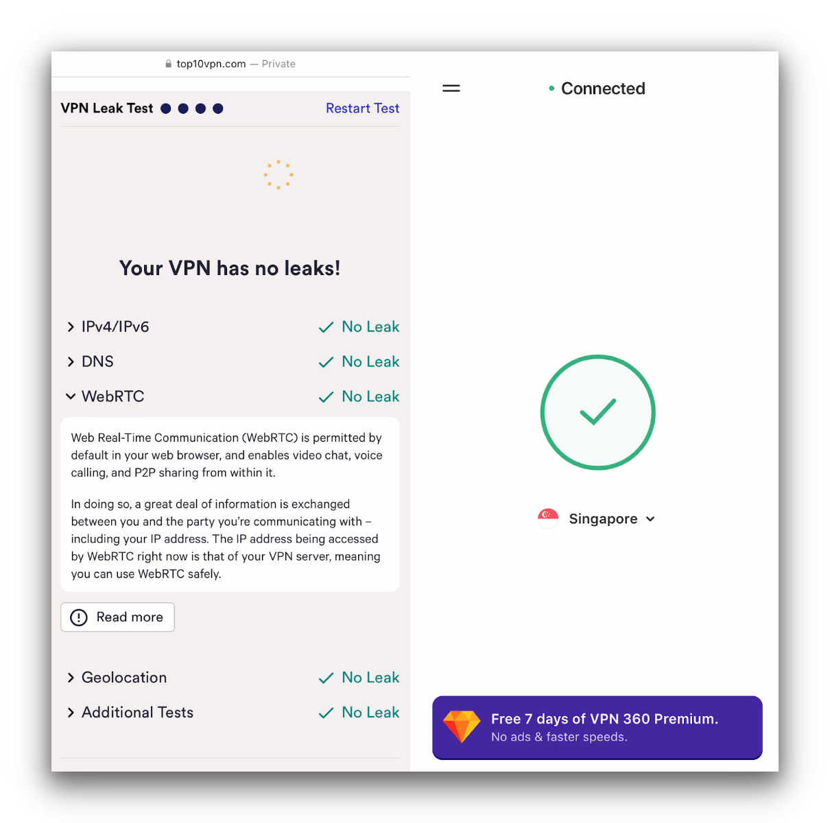 VPN 360 passed our other leak tests