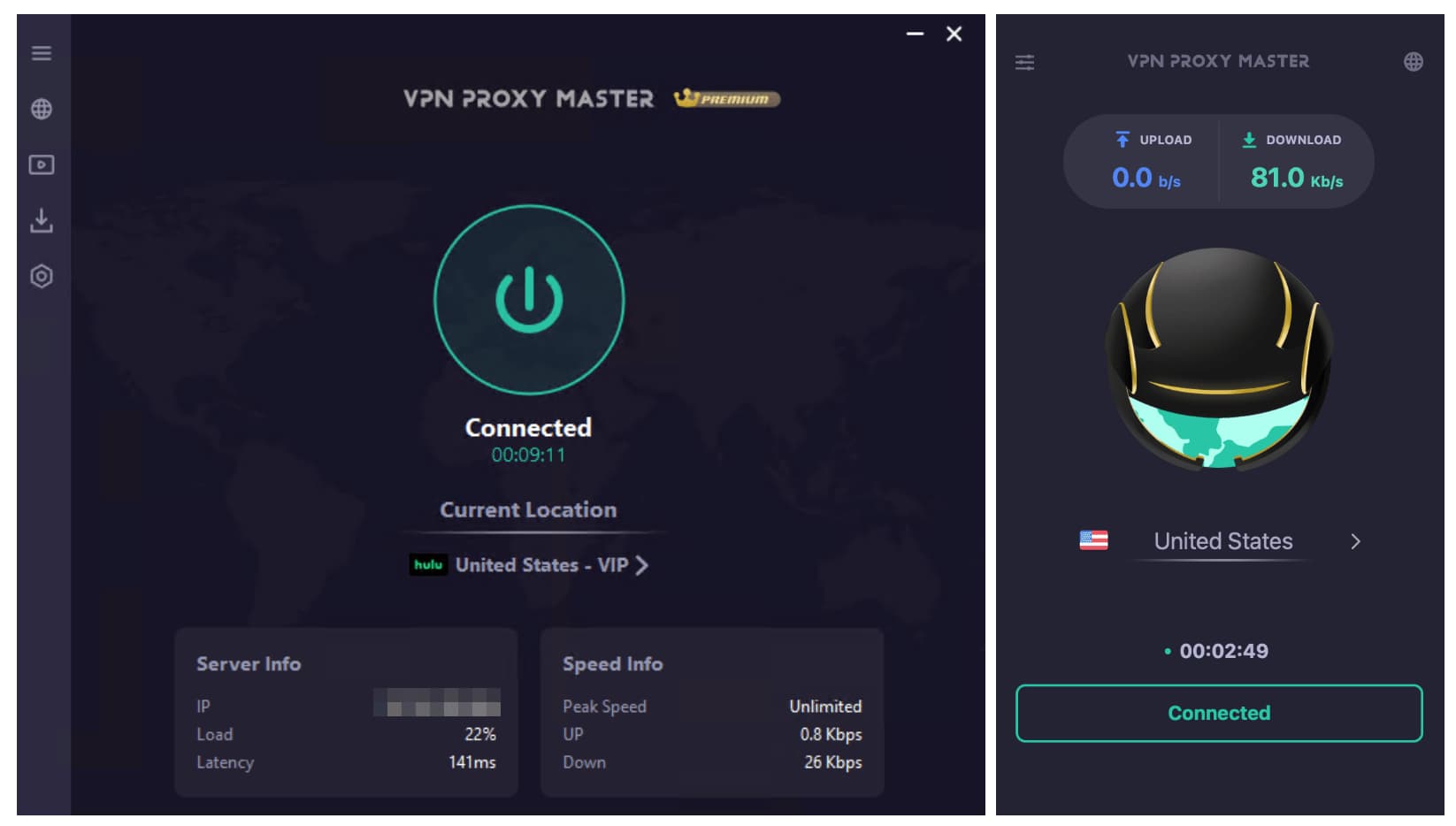 VPN Proxy Master on Windows (left) and macOS (right) VPN Proxy Master on Windows (left) and macOS (right)