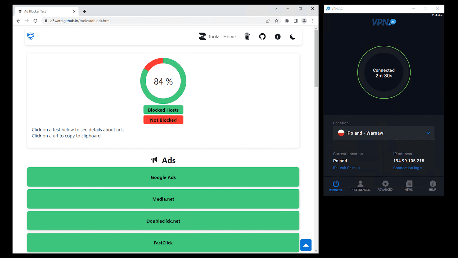 VPN.AC performed very well