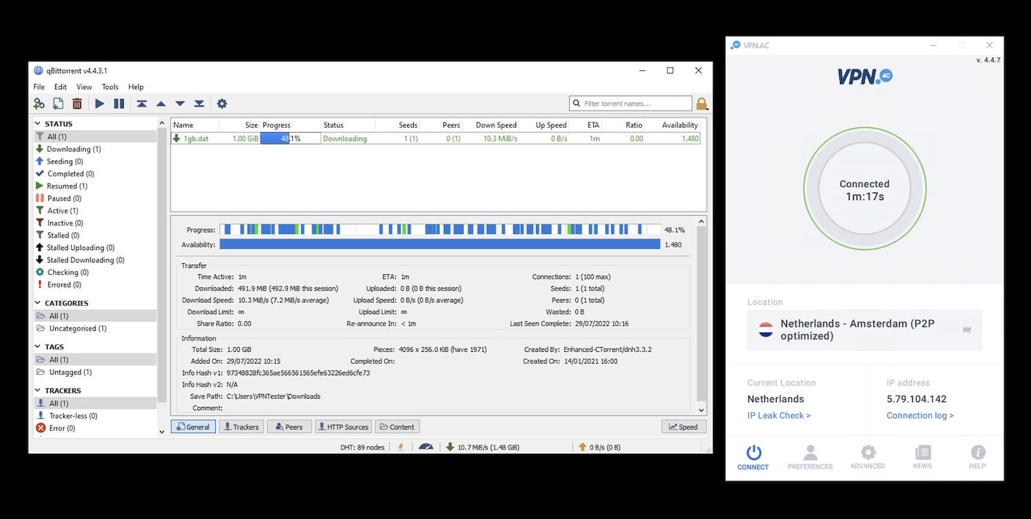 VPN.AC’s dedicated P2P servers