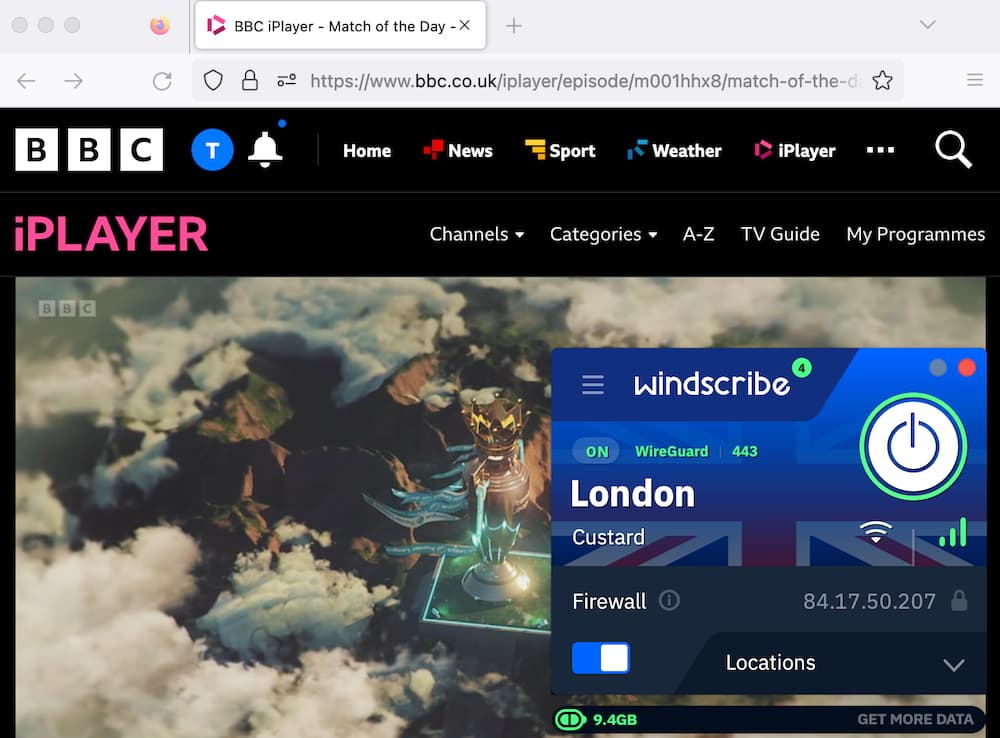 The free version of Windscribe can stream BBC iPlayer The free version of Windscribe can stream BBC iPlayer