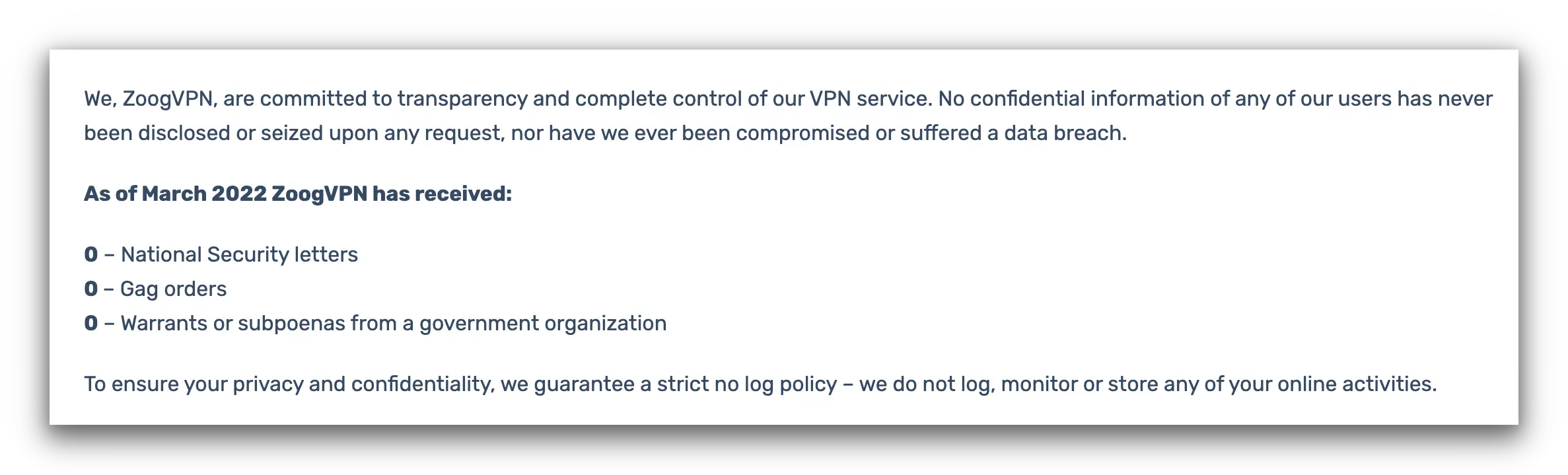 ZoogVPN’s warrant canary 