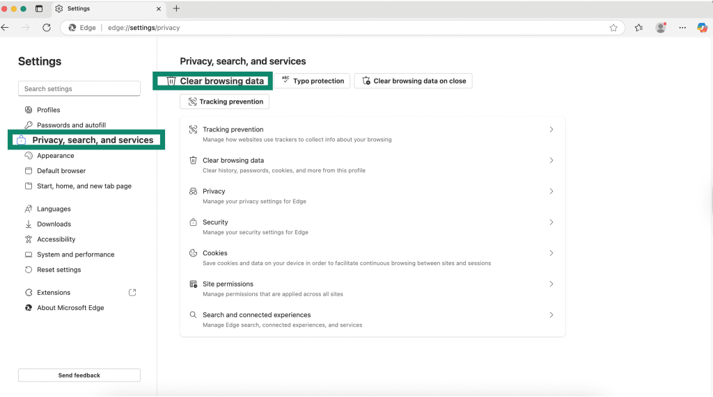 Clear browsing data
