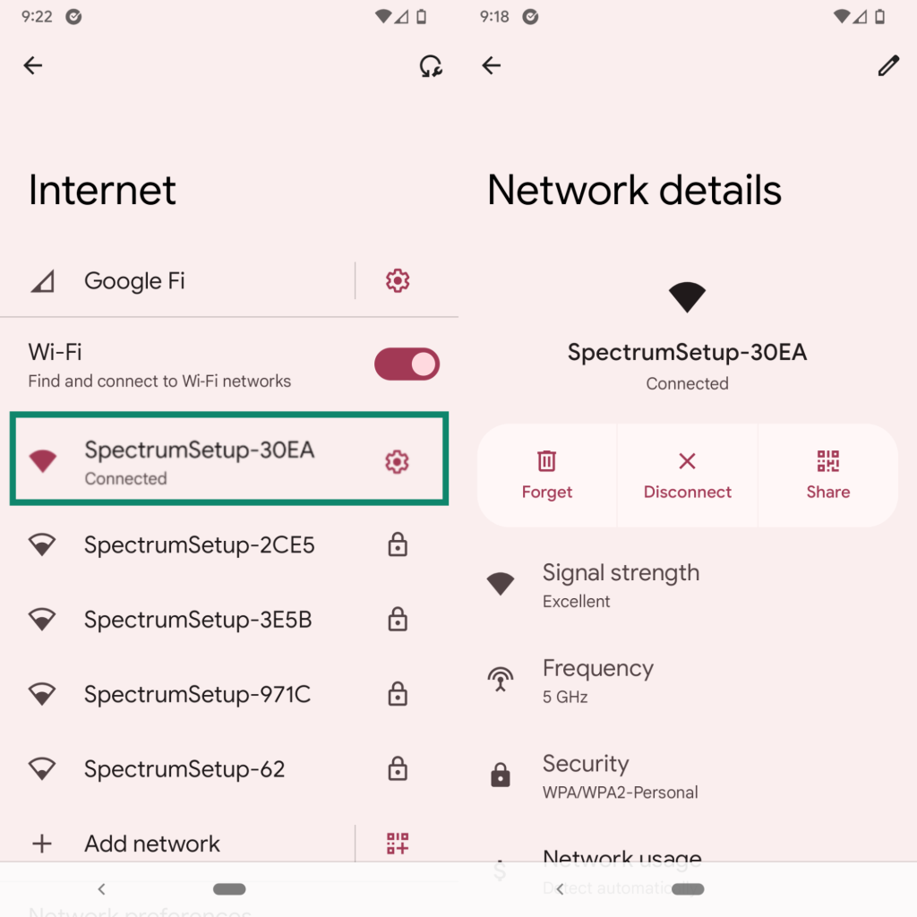 select your connected network select your connected network