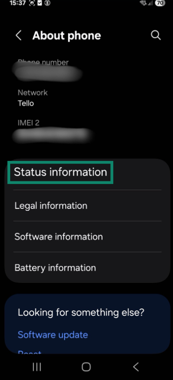 Status information Status information