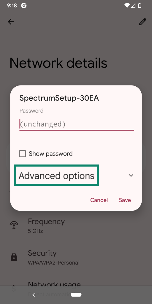 Advanced options Advanced options