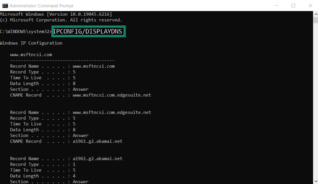 ipconfig /displaydns ipconfig /displaydns